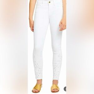 FRAME Skinny White Women's Eyelet Embroidered Jeans, Size 30